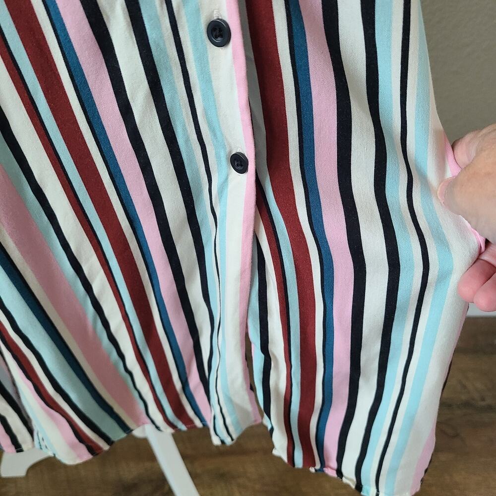 Torrid Midi Preppy Shirt Dress SZ US 10 M / L Resort Challis Button Front Stripe - Picture 9 of 14
